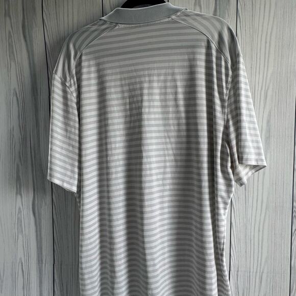 Nike Golf Dri-Fit Gray White Stripe Breathable Polo Shirt Men XXL - Picture 3 of 4